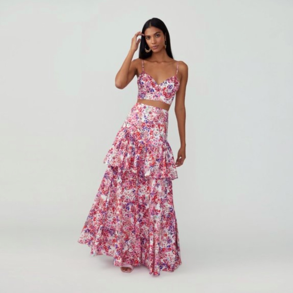 Fame and Partners Pink Floral Maxi Two-Piece Dress